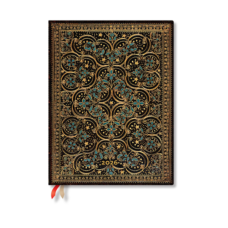 Paperblanks | 2026 Restoration | The Queen's Binding | 12-Month Planner Flexis | Ultra | Day-at-a-Time | Elastic Band | 432 Pg | 80 GSM