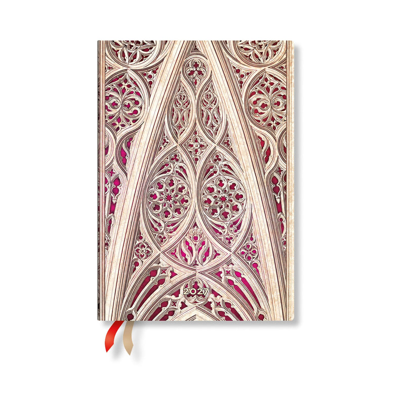 2027 Vault of the Milan Cathedral (Burgundy) Midi Horizontal Softcover 12-Month Weekly Planner, 176pg, 100GSM by Paperblanks (Duomo di Milano)