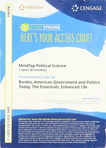 MindTap for Bardes/Shelley/Schmidt's American Government and Politics Today, The Essentials, Enhanced, 1 term Printed Access Card