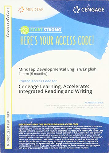 MindTap Accelerate: Integrated Reading and Writing, 1 term Printed Access Card