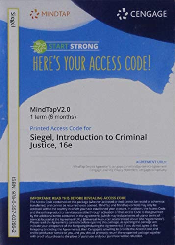 MindTapV2.0 for Siegel/Worrall's Introduction to Criminal Justice, 1 term Printed Access Card
