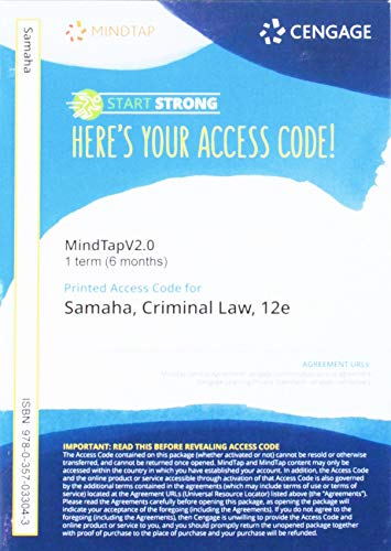 MindTapV2.0 for Samaha's Criminal Law, 1 term Printed Access Card