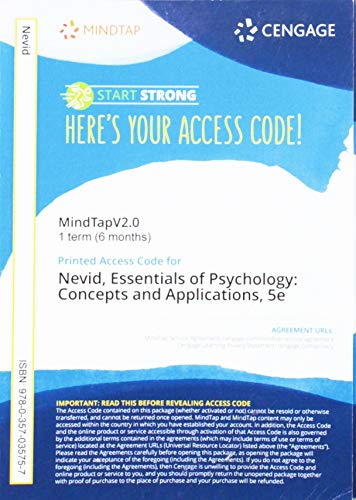 MindTapV2.0 for Nevid's Essentials of Psychology: Concepts and Applications, 1 term Printed Access Card