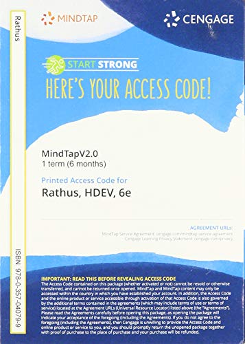 MindTapV2.0 for Rathus' HDEV, 1 term Printed Access Card