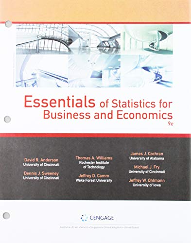 Bundle: Essentials of Statistics for Business & Economics, Loose-leaf Version, 9th + JMP Printed Access Card