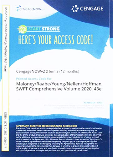 CNOWv2 for Maloney/Raabe/Young/Nellen/Hoffman 's South-Western Federal Taxation 2020: Comprehensive, 2 terms Printed Access Card