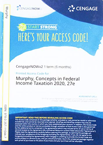CNOWv2 for Murphy/Higgins' Concepts in Federal Taxation 2020, 1 term Printed Access Card