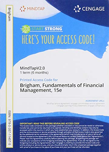 MindTapV2.0 Finance, 1 term (6 months) Printed Access Card for Brigham/Houston's Fundamentals of Financial Management, 15th
