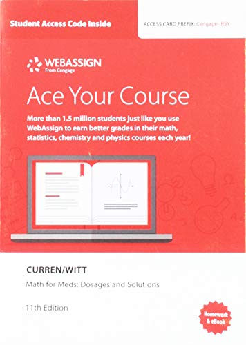 WebAssign Printed Access Card for Curren/Witt's Math for Meds: Dosages and Solutions, Single-Term