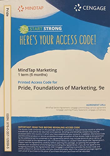 MindTap for Pride/Ferrell's Foundations of Marketing, 1 term Printed Access Card