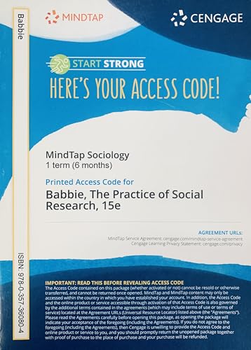 MindTap for Babbie's The Practice of Social Research, 1 term Printed Access Card