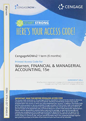 CNOWv2 for Warren/Jones/Tayler's Financial & Managerial Accounting, 1 term Printed Access Card