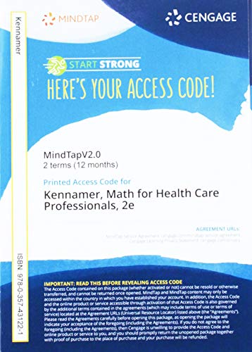 MindTapV2.0 for Kennamer's Math for Health Care Professionals, 2 terms Printed Access Card