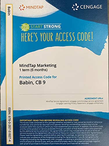 MindTap for Babin/Harris' CB, 1 term Printed Access Card