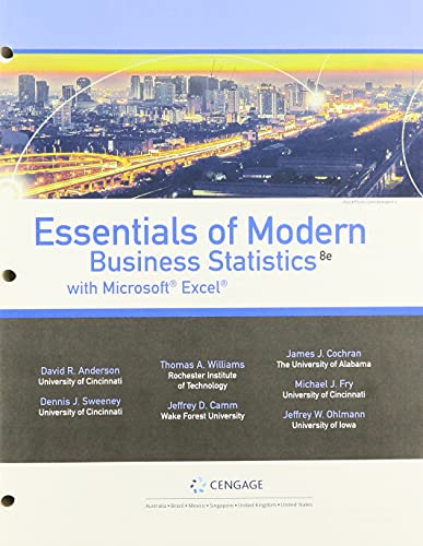 Bundle: Essentials of Modern Business Statistics with Microsoft Excel, Loose-leaf Version, 8th + MindTap, 1 term Printed Access Card
