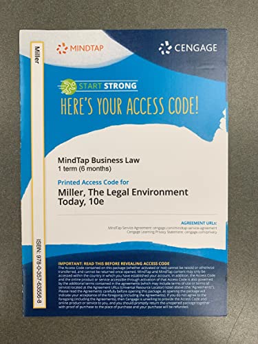 MindTap for Miller/Cross' The Legal Environment Today, 1 term Printed Access Card