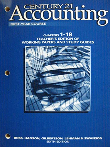 Century 21 Accounting Working Papers 1-18 [Hardcover] Swanson, Robert M.