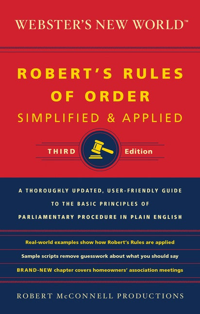 Webster's New World Robert's Rules Of Order Simplified And Applied, Third Ed.
