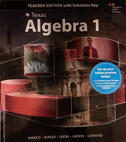HMH Algebra 1 Texas Teacher's Edition 2016