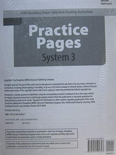 Journeys Decoding Power: Intensive Reading Instruction Practice Pages BLMSystem Grade 3