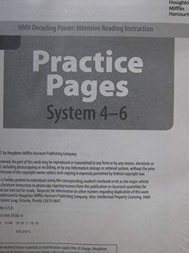 Journeys Decoding Power: Intensive Reading Instruction Practice Pages BLMSystem GR 4-6