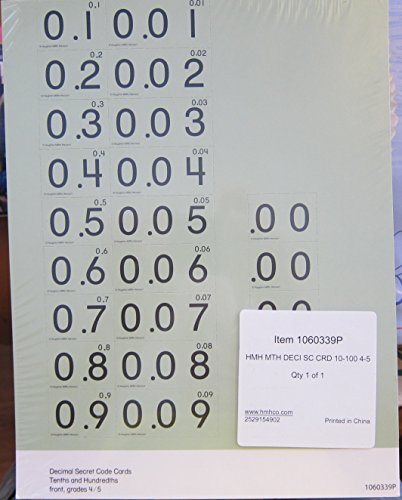 Math Expressions Decimal Secret Code Cards (Tenths and Hundredths), 30 Pack Levels 4-5