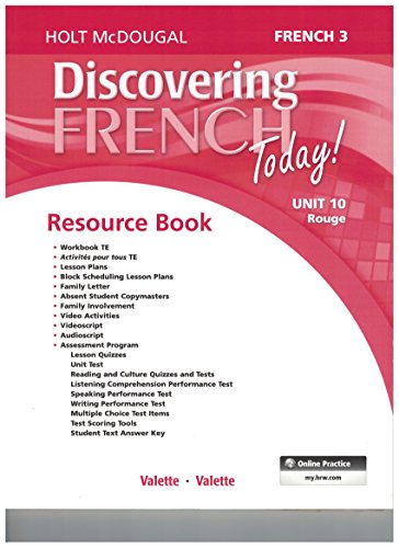 Holt McDougal Discovering French Today Resource Book Unit 10 Level 3