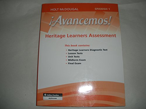 Holt McDougal Avancemos Heritage Learners Assessment Level 1A, Level 1B, and Level 1