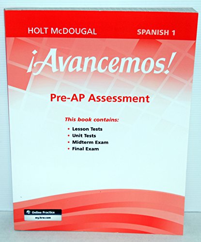 Holt McDougal Avancemos Pre-AP Assessment Level 1A, Level 1B, and Level 1