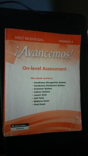 Holt McDougal Avancemos Assessment On-Level Level 1A Level 1B, and Level 1