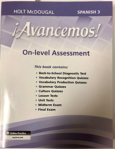 Holt McDougal Avancemos Assessment On-Level Level 3