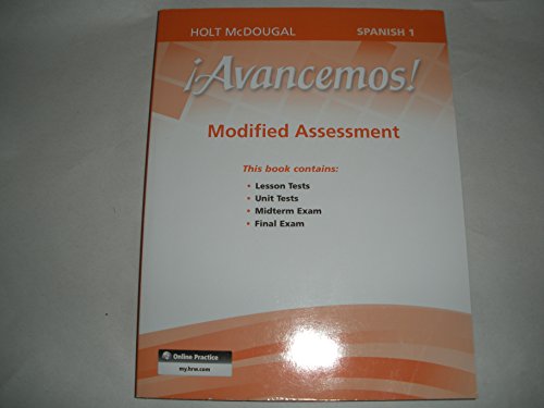 Holt McDougal Avancemos Modified Assessment Level 1A, Level 1B, and Level 1