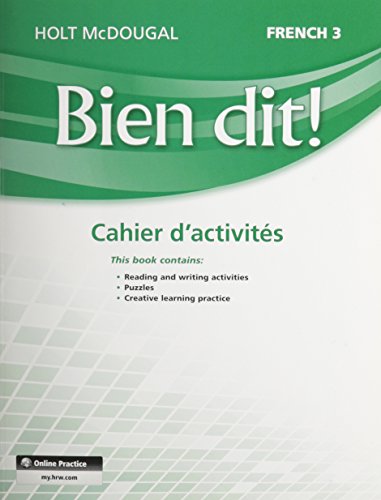 Bien dit! Cahier dâ€™activitÃ©s Student Edition Level 3
