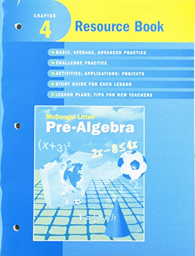 McDougal Littell Pre-Algebra: Resource Book Chapter 4 [Paperback] McDougal Littell