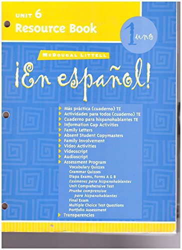 McDougal Littell Â¡En EspaÃ±ol!: Unit Resource Book Unit 6 Level 1 (Spanish Edition) [Paperback] MCDOUGAL LITTEL