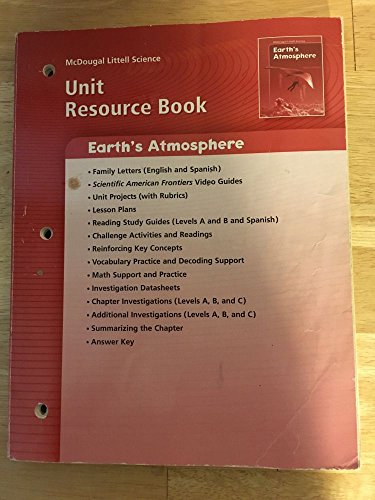 Science Earth's Atmosphere Unit Resource Book Grades 6-8 Mcdougal Littel