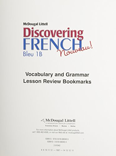 Discovering French, Nouveau! Lesson Review Bookmarks Deuxieme Partie Level 1B
