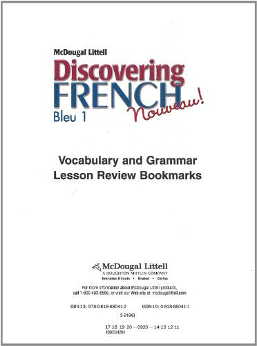 Discovering French, Nouveau! Lesson Review Bookmarks Bleu Level 1
