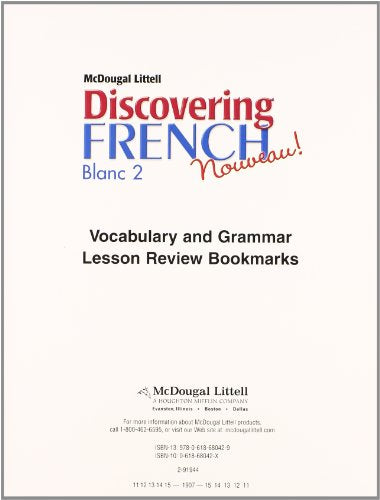 Discovering French, Nouveau! Lesson Review Bookmarks Blanc Level 2