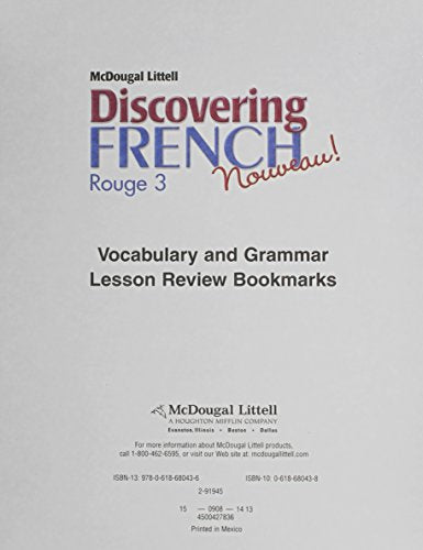 Discovering French, Nouveau! Lesson Review Bookmarks Rouge Level 3