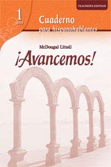 McDougal Littell Ã­Avancemos! Cuaderno para hispanohablantes Workbook Teacher'sEdition Level 1