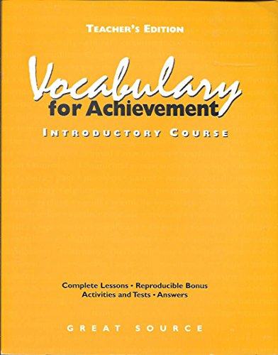 Great Source Vocabulary For Achievement Teacher Edition Grade 6