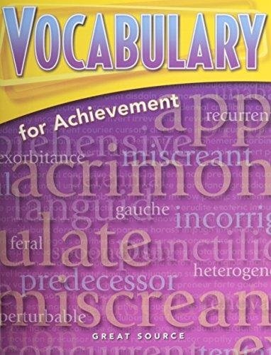 Great Source Vocabulary for Achievement  Fourth Course Package of 5 Grade 10   1998