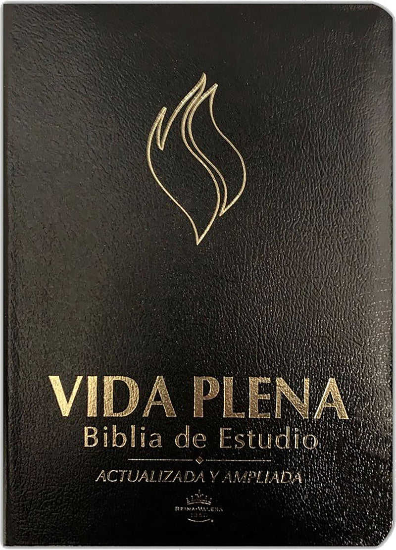 RVR 1960  Vida Plena Biblia de Estudio - Cuero negro / Fire Bible Black Bonded L eather