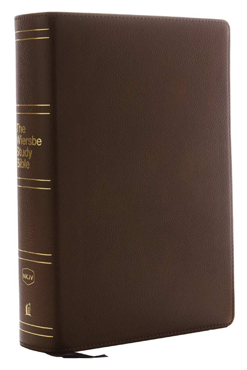 NKJV, Wiersbe Study Bible, Genuine Leather, Brown, Red Letter, Comfort Print