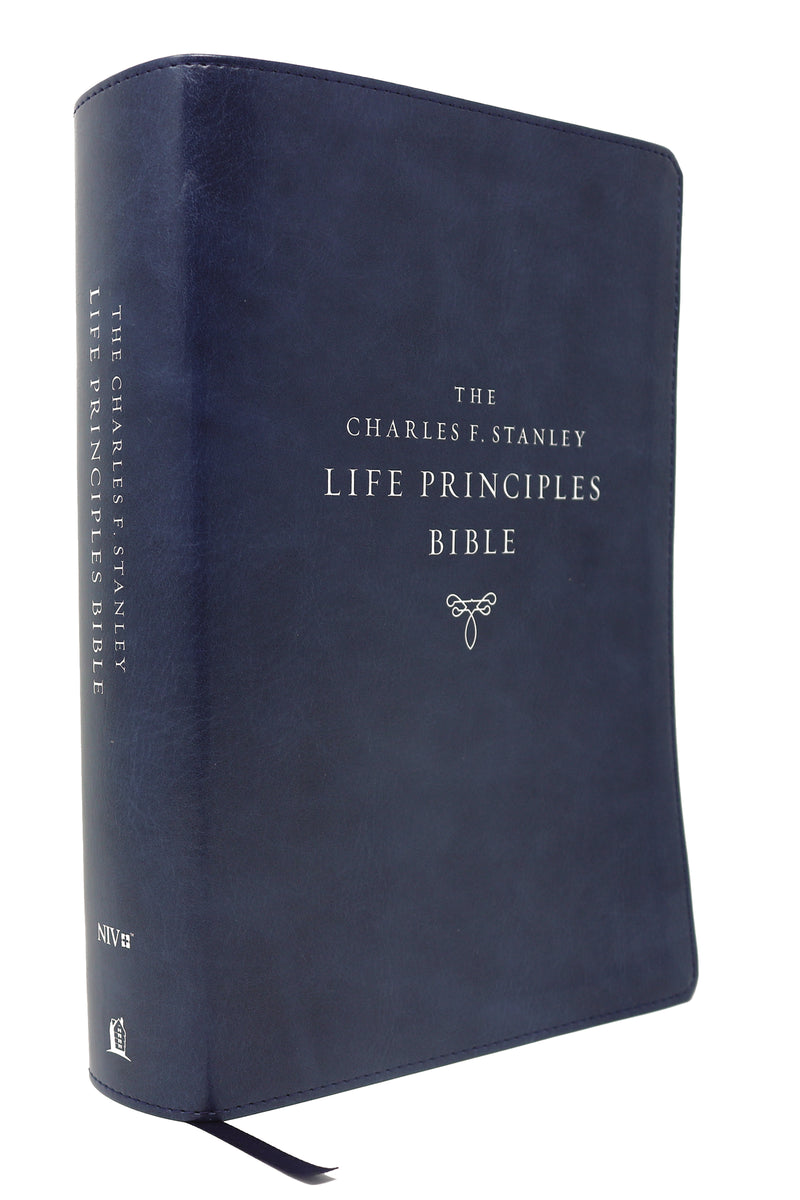 NIV, Charles F. Stanley Life Principles Bible, 2nd Edition, Leathersoft, Blue, Thumb Indexed, Comfort Print: Growing in Knowledge and Understanding of God Through His Word