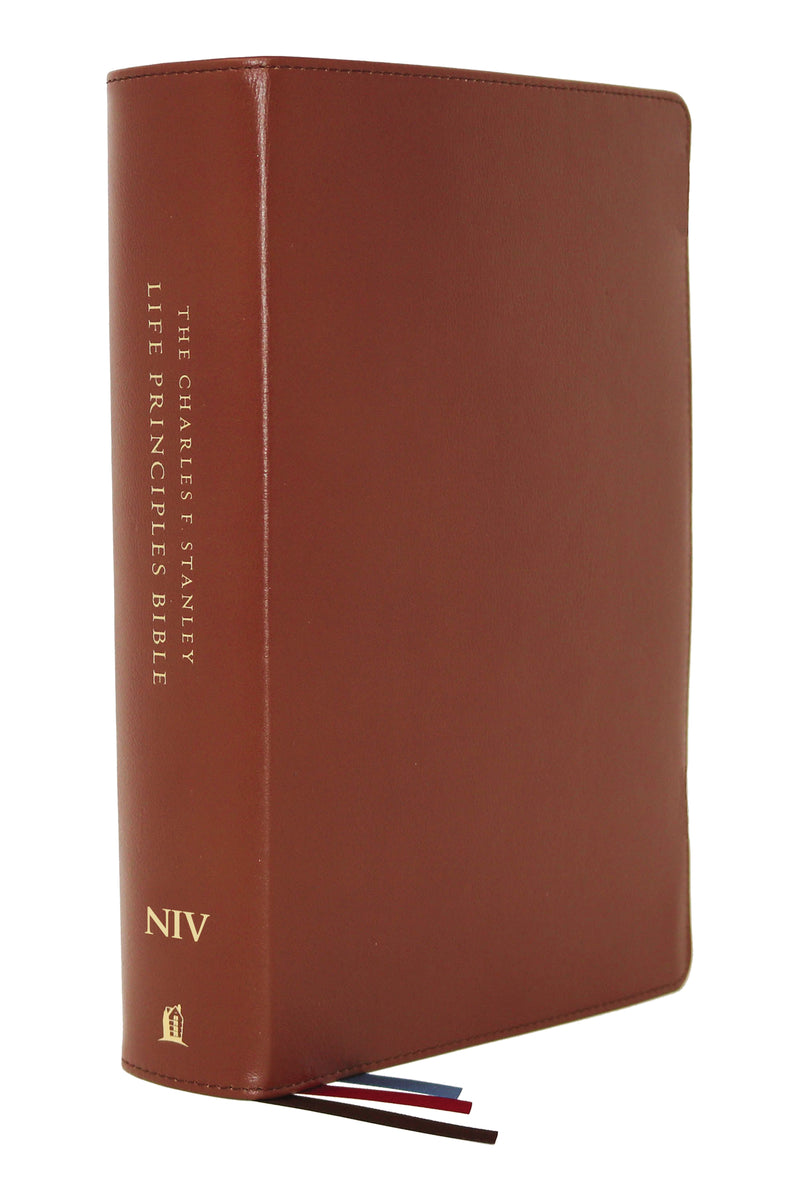 NIV, Charles F. Stanley Life Principles Bible, 2nd Edition, Genuine Leather, Brown, Comfort Print