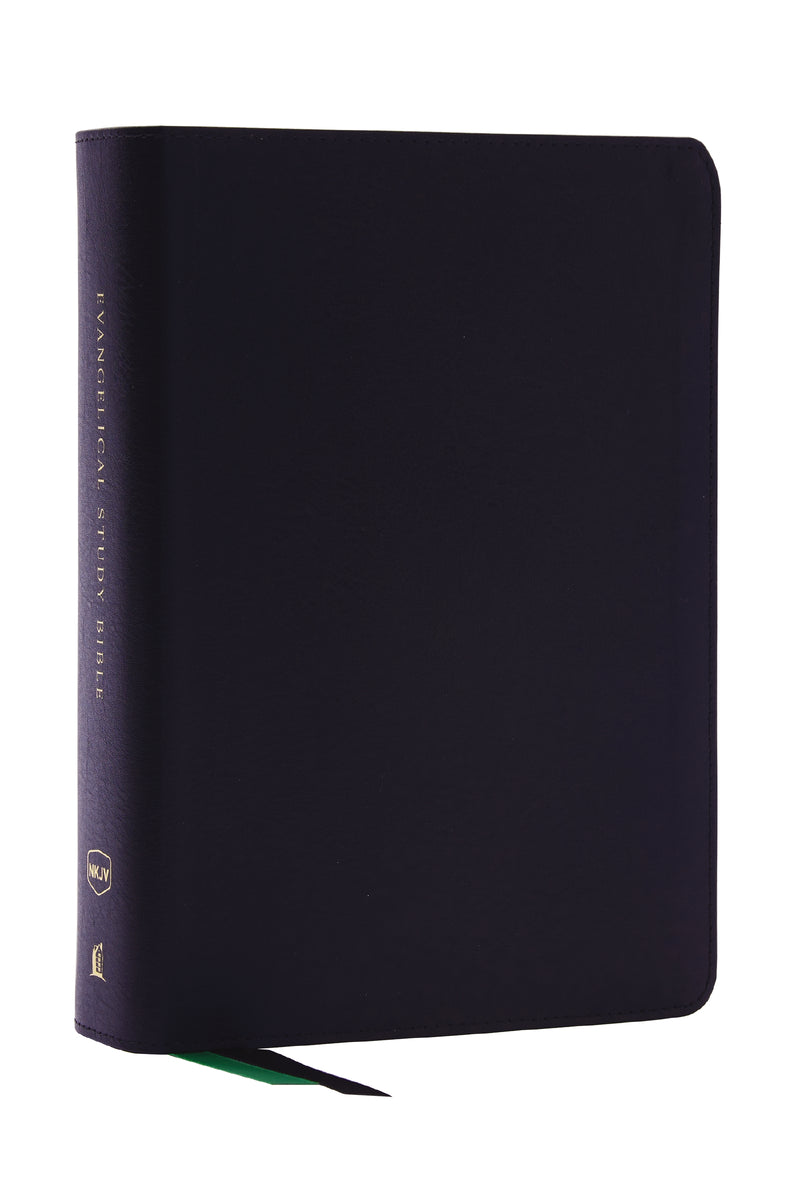 Evangelical Study Bible: Christ-centered. Faith-building. Mission-focused. (NKJV, Black Bonded Leather, Red Letter, Thumb Indexed, Large Comfort Print)