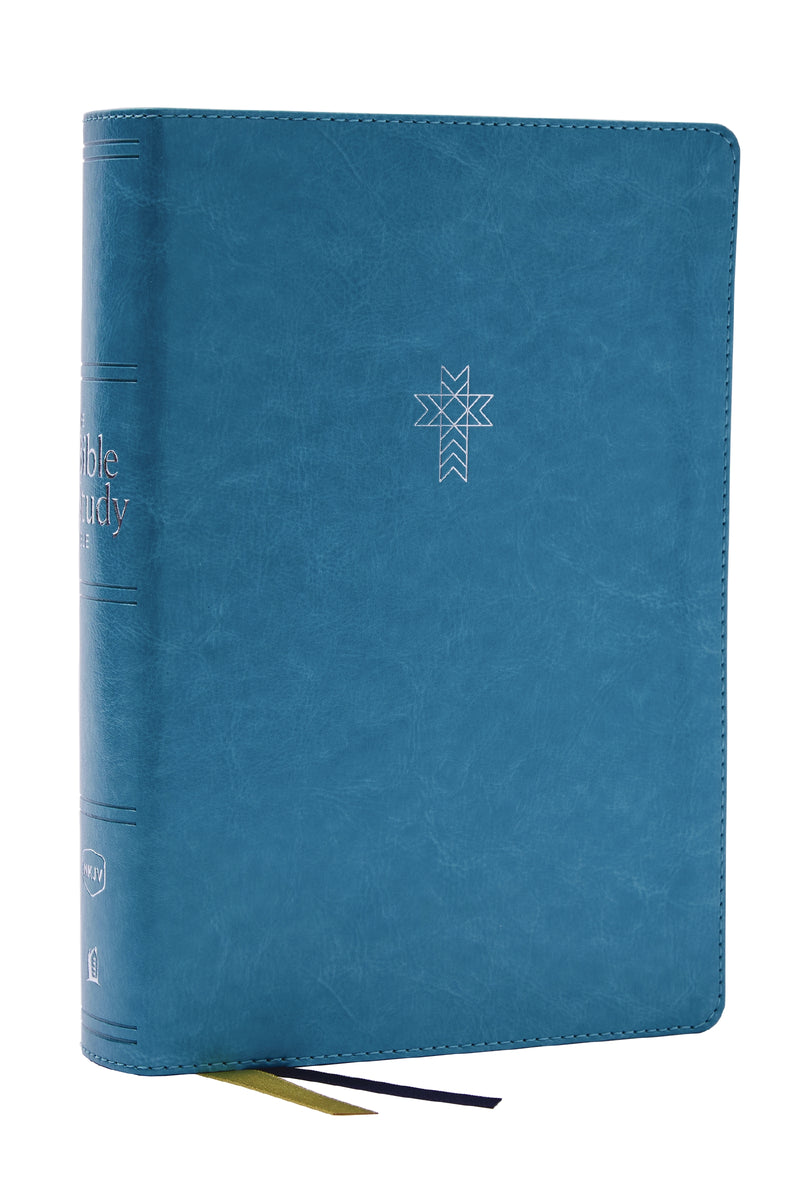 NKJV, The Bible Study Bible, Leathersoft, Turquoise, Comfort Print: A Study Guide for Every Chapter of the Bible