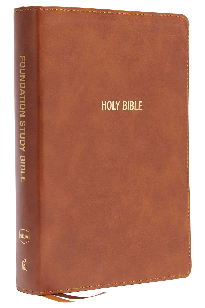 NKJV, Foundation Study Bible, Large Print, Leathersoft, Brown, Red Letter, Comfort Print: Holy Bible, New King James Version